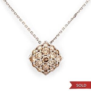 AIG Certified 0.50ct Natural Fancy Brown Diamond Pendant - 18K White Gold